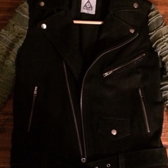 UNIF Dolls Kill Army Zombie motorcycle jacket - Picture 4 of 5